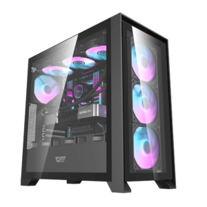Dark Flash DRX90 Glass Black  ATX case with 4 ARGB fans pre-installed