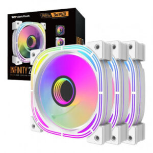 DarkFlash INF24 3-in-1 White Case Fans | High-Performance RGB Cooling
