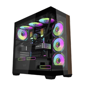 DARK Flash DS900 ARGB PC Case | Curved Glass & RGB Lighting | Black Wood