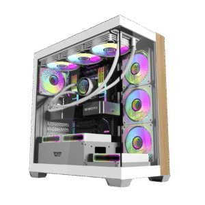 DARK Flash DS900 ARGB PC Case | Curved Glass & RGB Lighting | White Wood