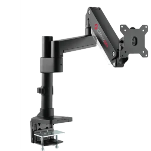 GAMEON Pole-Mounted Aluminum Heavy-Duty Gas Spring Single Monitor Arm – Black, Adjustable Stand for 17"–35" Screens