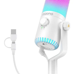 MAONO DM30 Programmable USB Condenser Microphone | RGB Lighting | White