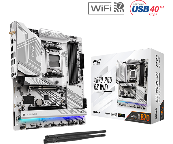 ASRock X870 PRO RS WiFi | AMD AM5 ATX Motherboard with DDR5, PCIe 5.0, M.2 NVMe & WiFi